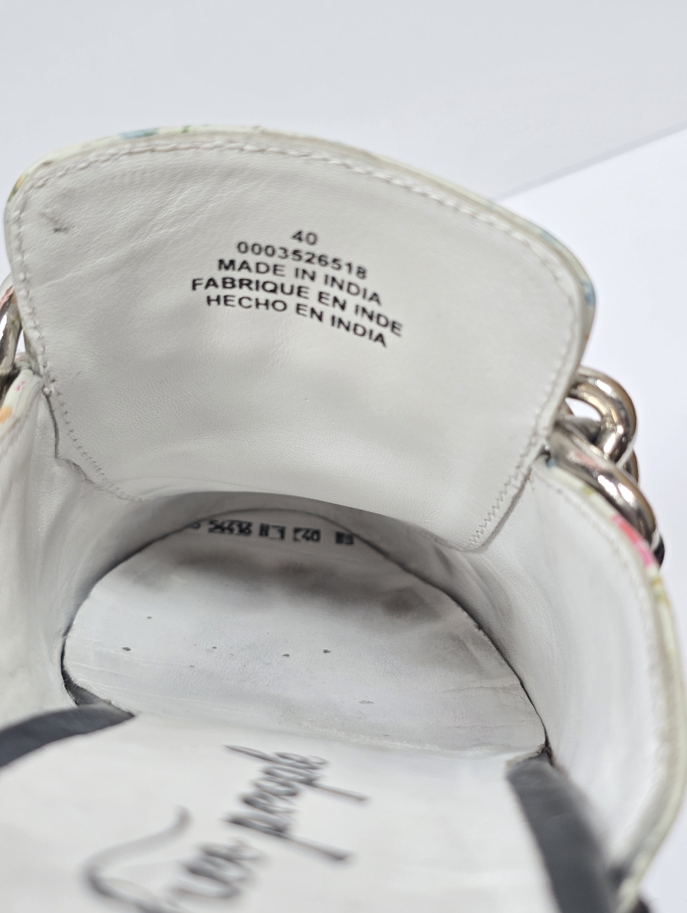 Free People Vida Ivory Floral Leather Chain Embellished Mules Loafers Multi Sz40 - Picture 10 of 14